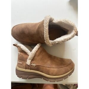 Skechers On-the-GO Joy Bundle Up Brown Faux Fur Ankle Boots 167402 Womens 7